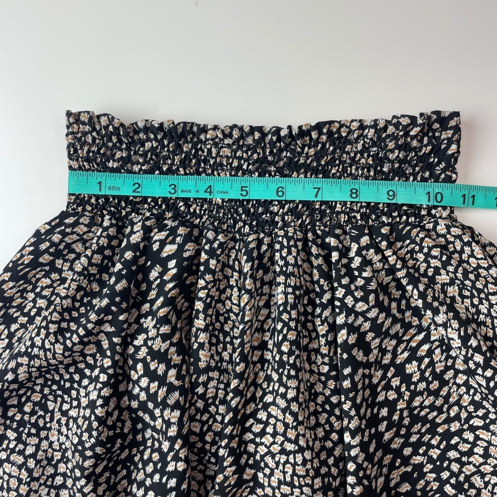 Bucketlist Smocked Waist Harem Pants Small Black Tan Leopard Print Boho Draped - Picture 4 of 11